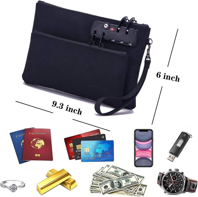 BARDOLPH Money Bag with Lock, Double layer Men & Women's Locking Accessories Pouch, Bank Bag, Passports, Notary Supplies, Valuable StoragBag,CashBag and Zipper NotaryBag with Lock - Image 5